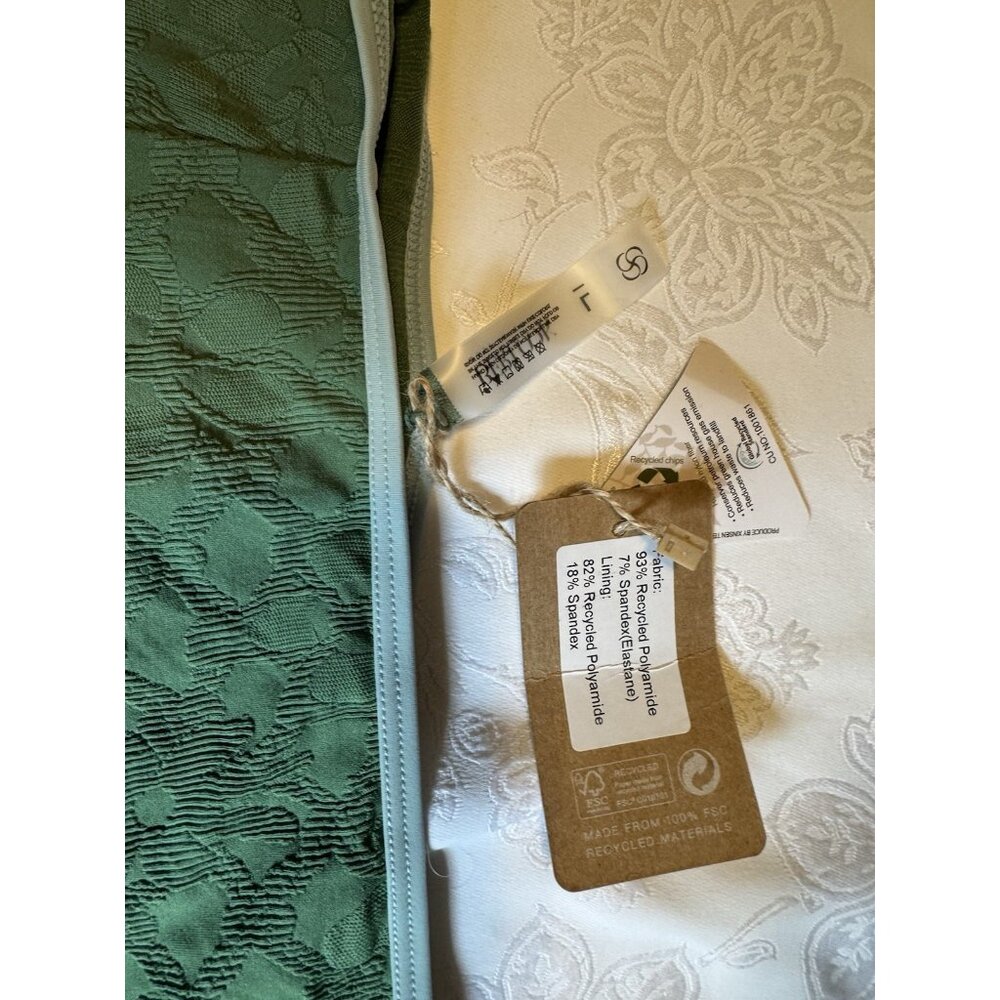 Berlook Swimsuit Skirt Coverup Size L Large Green Jacquard NEW - Picture 9 of 9